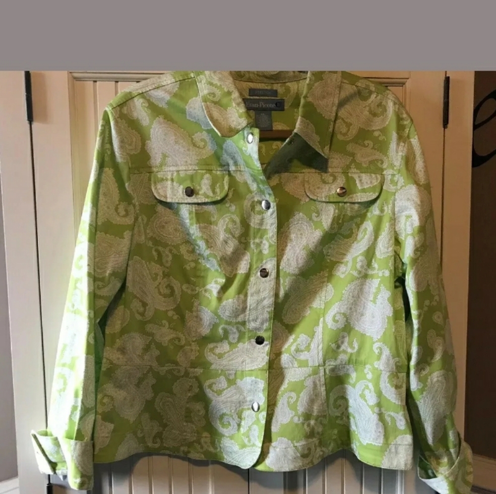 Evan Picone Stretch Green and White Jacket 1x